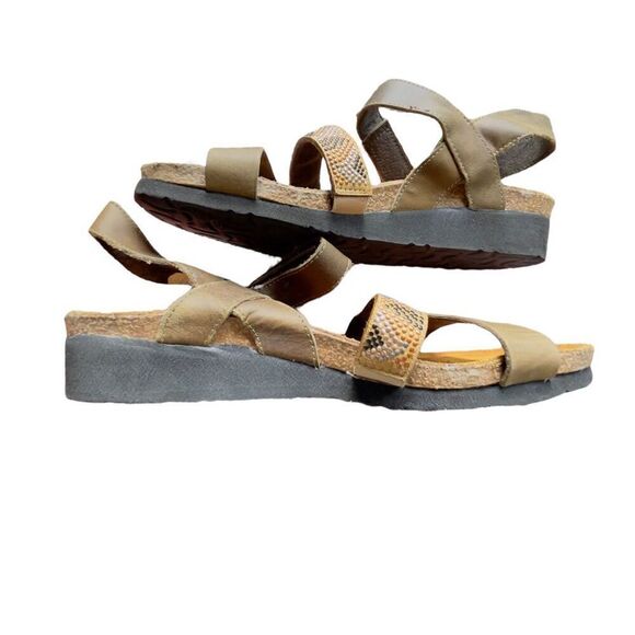 NAOT Gwyneth Pine Aztec Multi-color Embellished Leather Suede Velcro Ankle Strap - Picture 3 of 8